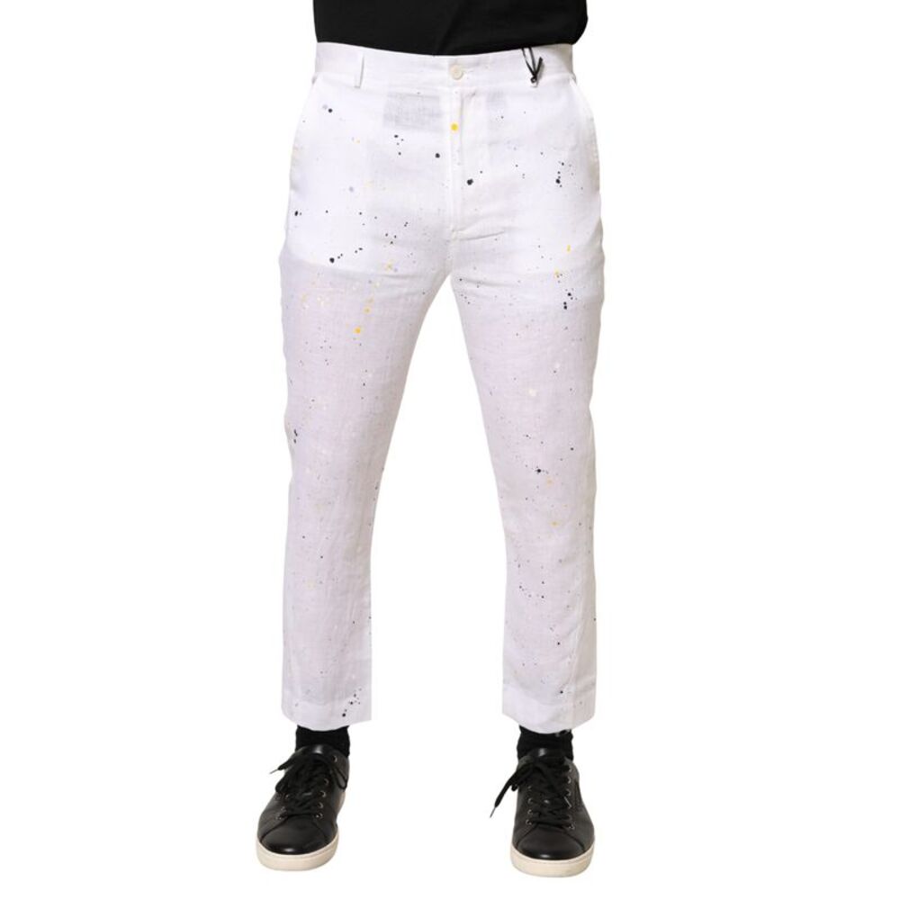Daniele Alessandrini White Paint Print SkinnyFit Trouser Men's Pants